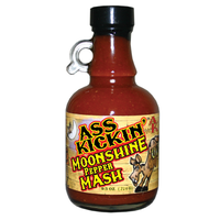 Ass Kickin' Moonshine Pepper Mash. 274g bottle. White background.