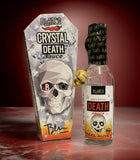 Blair's Crystal Death Sauce, 150ml bottle beside coffin shaped packaging.